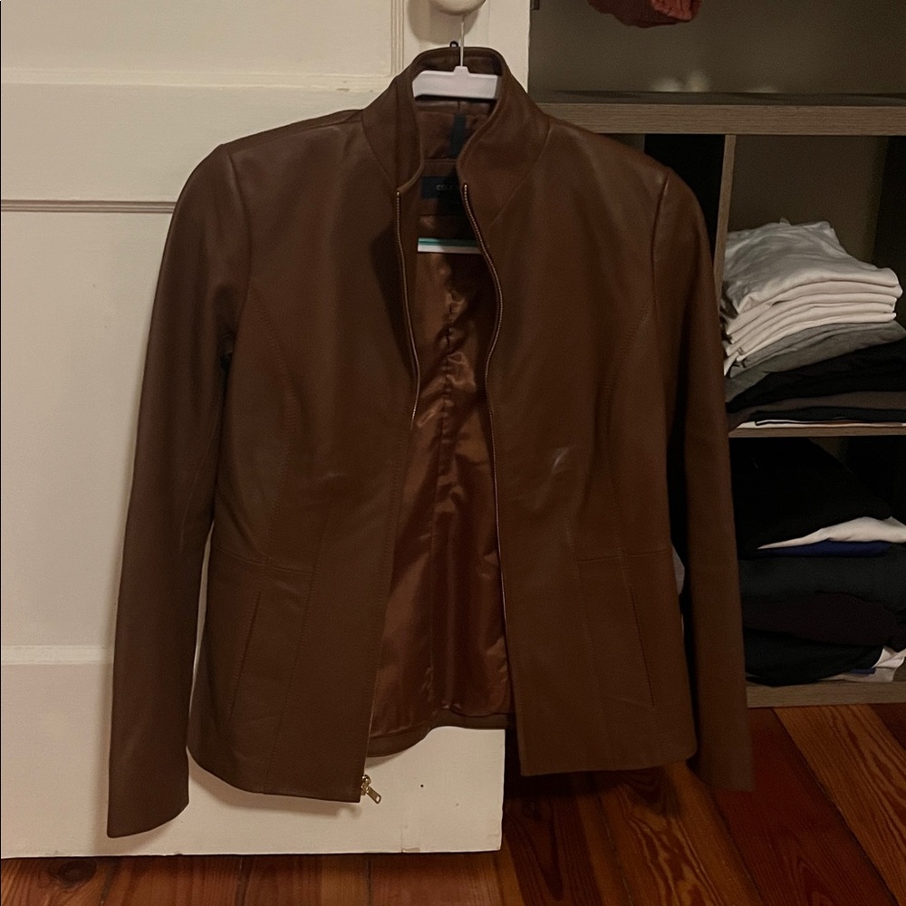 Cole Haan Women's Wing Collar Leather Jacket, size XS